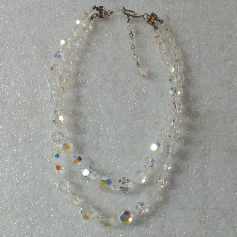 Vintage Aorora Borealis Glass Fauceted Beads #A404